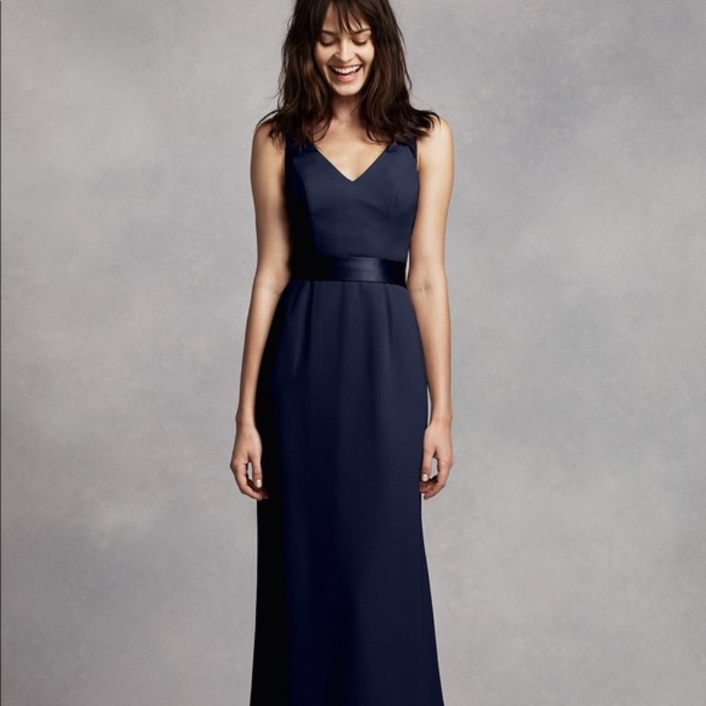 Vera Wang V Neck Crepe Gown bridesmaid dress